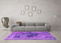 Machine Washable Oriental Purple Industrial Rug, wshurb2574pur