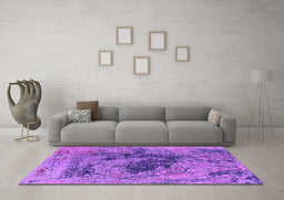Machine Washable Oriental Purple Industrial Area Rugs in a Living Room, wshurb2574pur