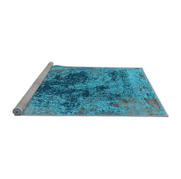 Sideview of Machine Washable Oriental Light Blue Industrial Rug, wshurb2574lblu