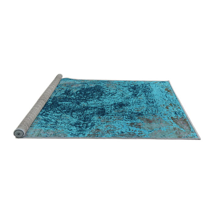Sideview of Machine Washable Oriental Light Blue Industrial Rug, wshurb2574lblu