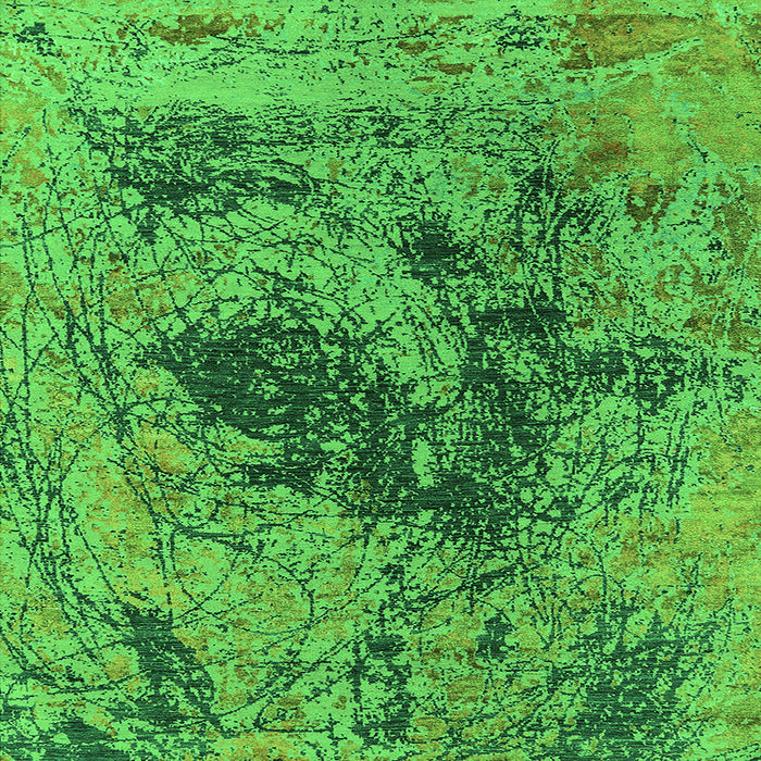 Square Machine Washable Oriental Green Industrial Area Rugs, wshurb2574grn