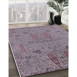 Mid-Century Modern Mauve Taupe Purple Oriental Rug in Family Room, urb2575