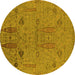 Round Oriental Yellow Industrial Rug, urb2575yw