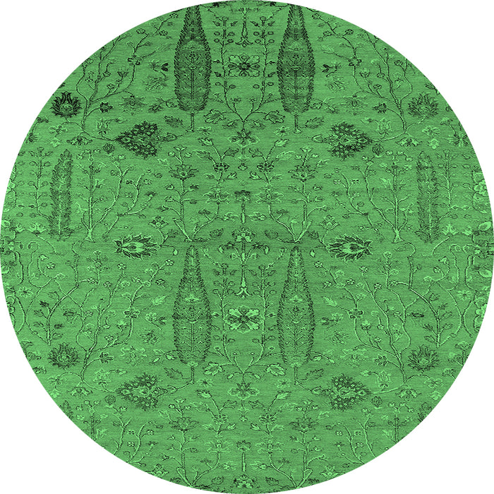 Round Oriental Emerald Green Industrial Rug, urb2575emgrn