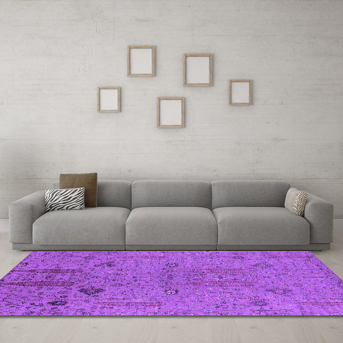 Machine Washable Oriental Purple Industrial Area Rugs in a Living Room, wshurb2575pur