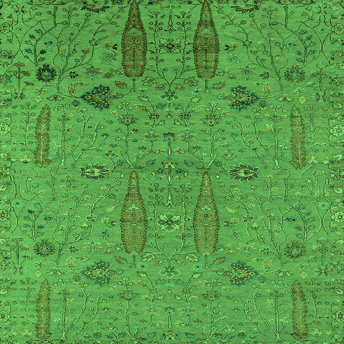 Square Machine Washable Oriental Green Industrial Area Rugs, wshurb2575grn