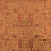 Square Machine Washable Oriental Orange Industrial Area Rugs, wshurb2575org