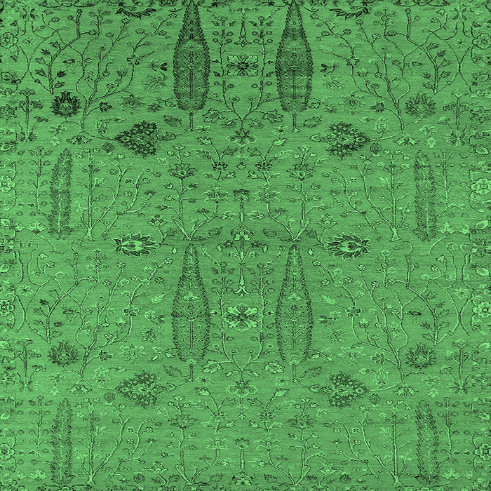Square Machine Washable Oriental Emerald Green Industrial Area Rugs, wshurb2575emgrn
