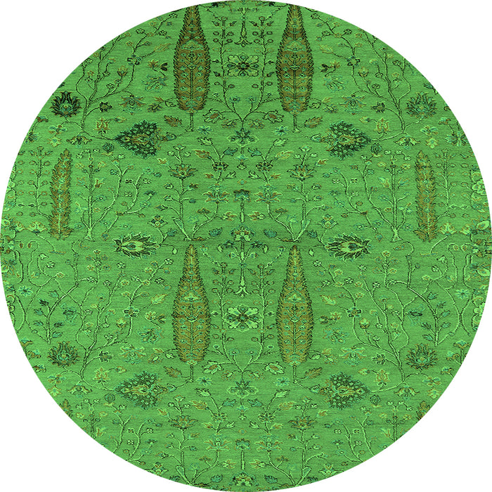 Round Oriental Green Industrial Rug, urb2575grn