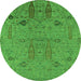 Round Oriental Green Industrial Rug, urb2575grn