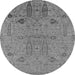 Round Machine Washable Oriental Gray Industrial Rug, wshurb2575gry