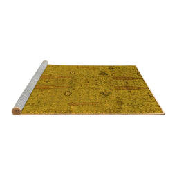 Sideview of Machine Washable Oriental Yellow Industrial Rug, wshurb2575yw