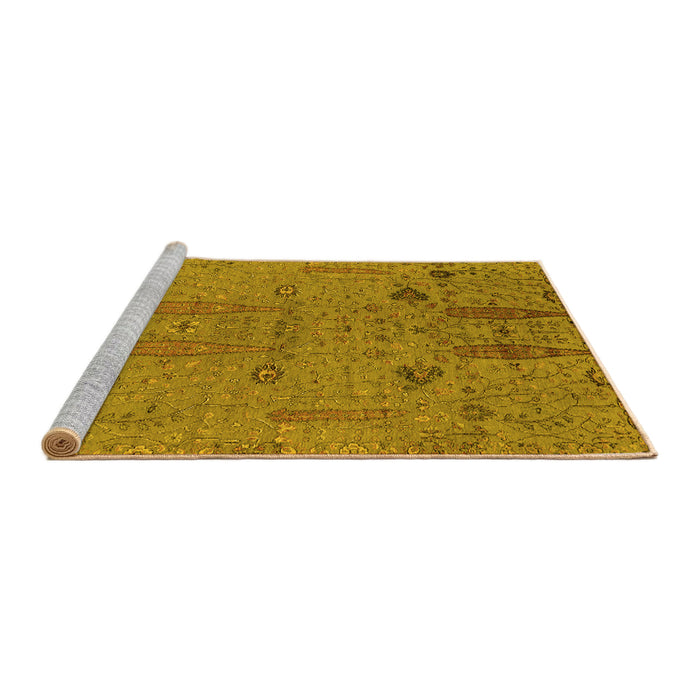 Sideview of Machine Washable Oriental Yellow Industrial Rug, wshurb2575yw