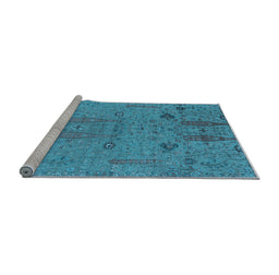Sideview of Machine Washable Oriental Light Blue Industrial Rug, wshurb2575lblu