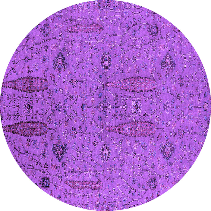 Round Machine Washable Oriental Purple Industrial Area Rugs, wshurb2575pur