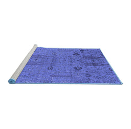 Sideview of Machine Washable Oriental Blue Industrial Rug, wshurb2575blu