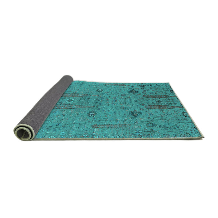 Sideview of Oriental Turquoise Industrial Rug, urb2575turq