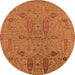 Round Machine Washable Oriental Orange Industrial Area Rugs, wshurb2575org