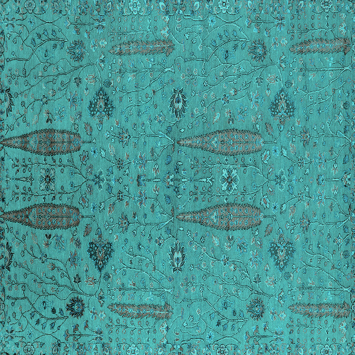 Square Oriental Turquoise Industrial Rug, urb2575turq