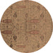 Round Oriental Brown Industrial Rug, urb2575brn