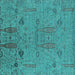 Square Machine Washable Oriental Turquoise Industrial Area Rugs, wshurb2575turq