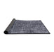 Sideview of Mid-Century Modern Charcoal Blue Oriental Rug, urb2576