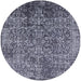 Round Machine Washable Industrial Modern Charcoal Blue Rug, wshurb2576