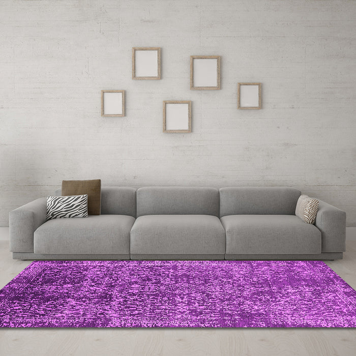 Machine Washable Oriental Pink Industrial Rug in a Living Room, wshurb2576pnk