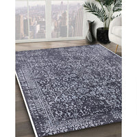 Mid-Century Modern Charcoal Blue Oriental Rug, urb2576