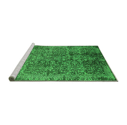 Sideview of Machine Washable Oriental Green Industrial Area Rugs, wshurb2576grn
