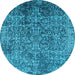 Round Oriental Light Blue Industrial Rug, urb2576lblu