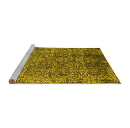 Sideview of Machine Washable Oriental Yellow Industrial Rug, wshurb2576yw