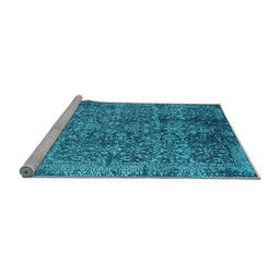 Sideview of Machine Washable Oriental Light Blue Industrial Rug, wshurb2576lblu