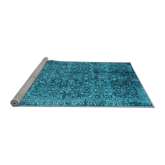 Sideview of Machine Washable Oriental Light Blue Industrial Rug, wshurb2576lblu