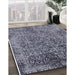 Mid-Century Modern Charcoal Blue Oriental Rug in Family Room, urb2576