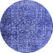 Round Oriental Blue Industrial Rug, urb2576blu