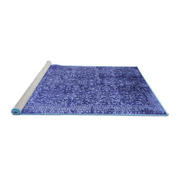 Sideview of Machine Washable Oriental Blue Industrial Rug, wshurb2576blu