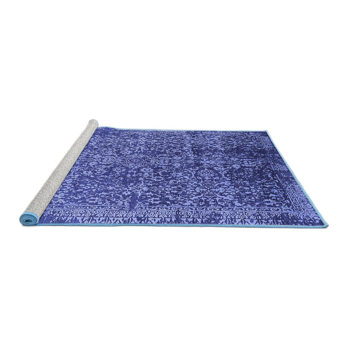 Sideview of Machine Washable Oriental Blue Industrial Rug, wshurb2576blu