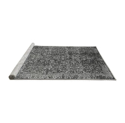 Sideview of Machine Washable Oriental Gray Industrial Rug, wshurb2576gry