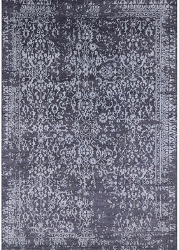 Mid-Century Modern Charcoal Blue Oriental Rug, urb2576