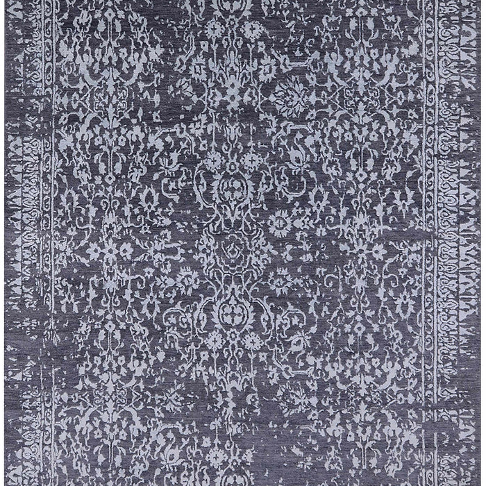 Mid-Century Modern Charcoal Blue Oriental Rug, urb2576