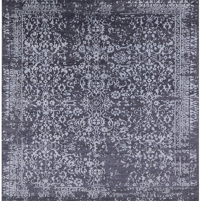 Square Machine Washable Industrial Modern Charcoal Blue Rug, wshurb2576
