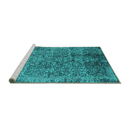 Sideview of Machine Washable Oriental Turquoise Industrial Area Rugs, wshurb2576turq