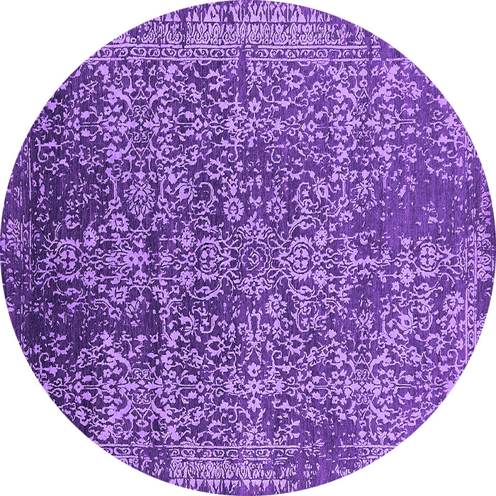 Round Machine Washable Oriental Purple Industrial Area Rugs, wshurb2576pur