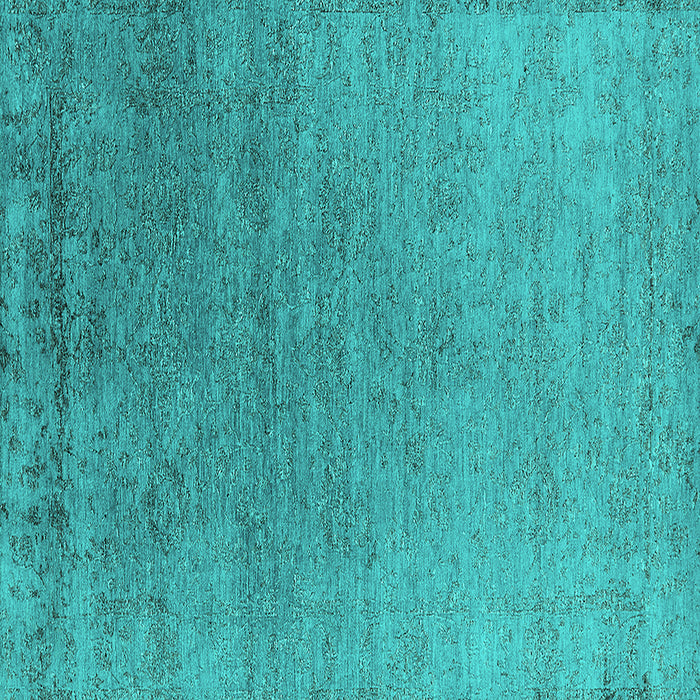 Square Oriental Turquoise Industrial Rug, urb2577turq