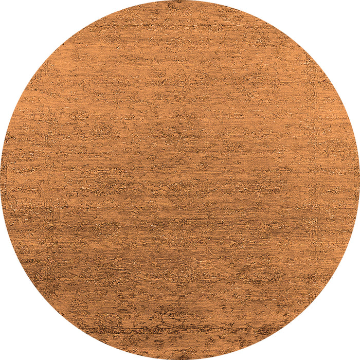 Round Machine Washable Oriental Orange Industrial Area Rugs, wshurb2577org