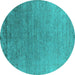 Round Oriental Turquoise Industrial Rug, urb2577turq