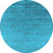 Round Oriental Light Blue Industrial Rug, urb2577lblu