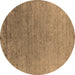 Round Oriental Brown Industrial Rug, urb2577brn