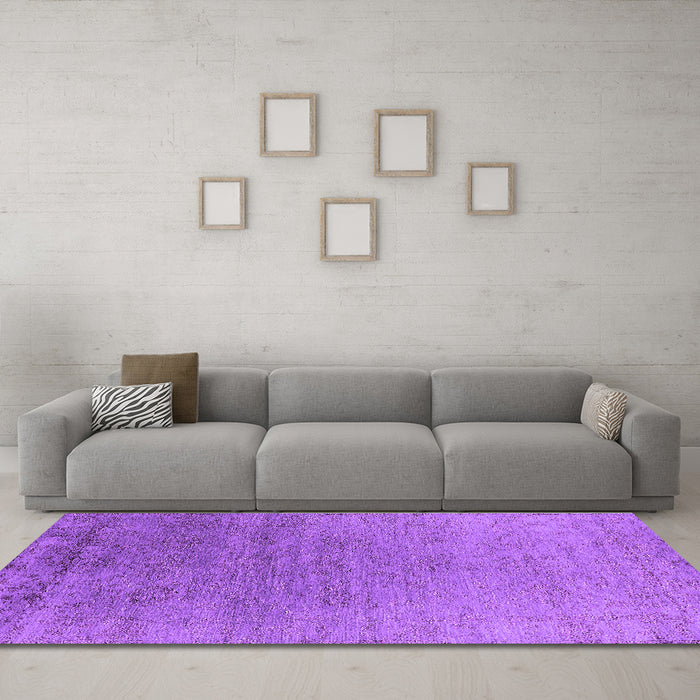 Machine Washable Oriental Purple Industrial Area Rugs in a Living Room, wshurb2577pur